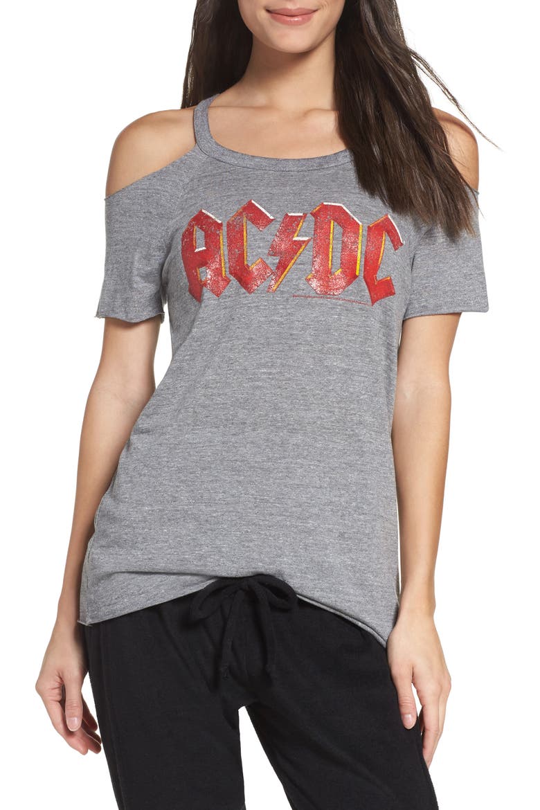 AC/DC Cold Shoulder Lounge Tee, Main, color, STREAKY GREY