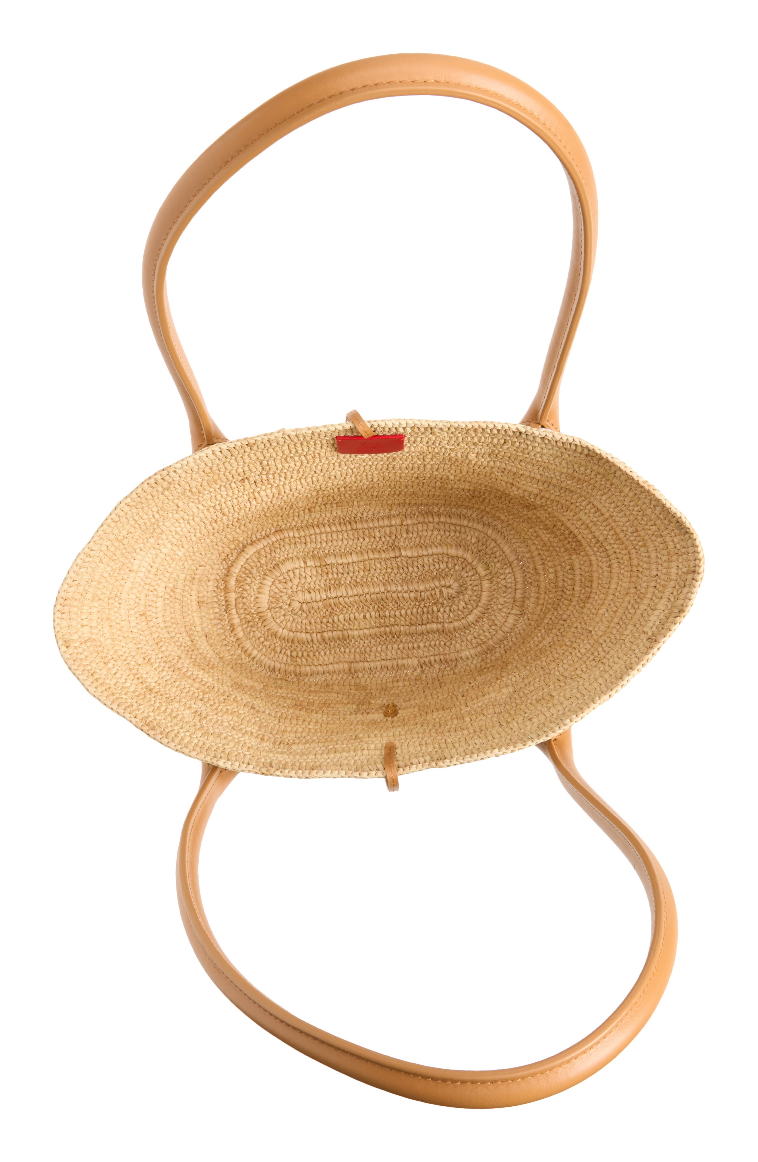 Mini Woven Raffia Basket Tote, Alternate, color, 6370 NATURAL/ CUOIO