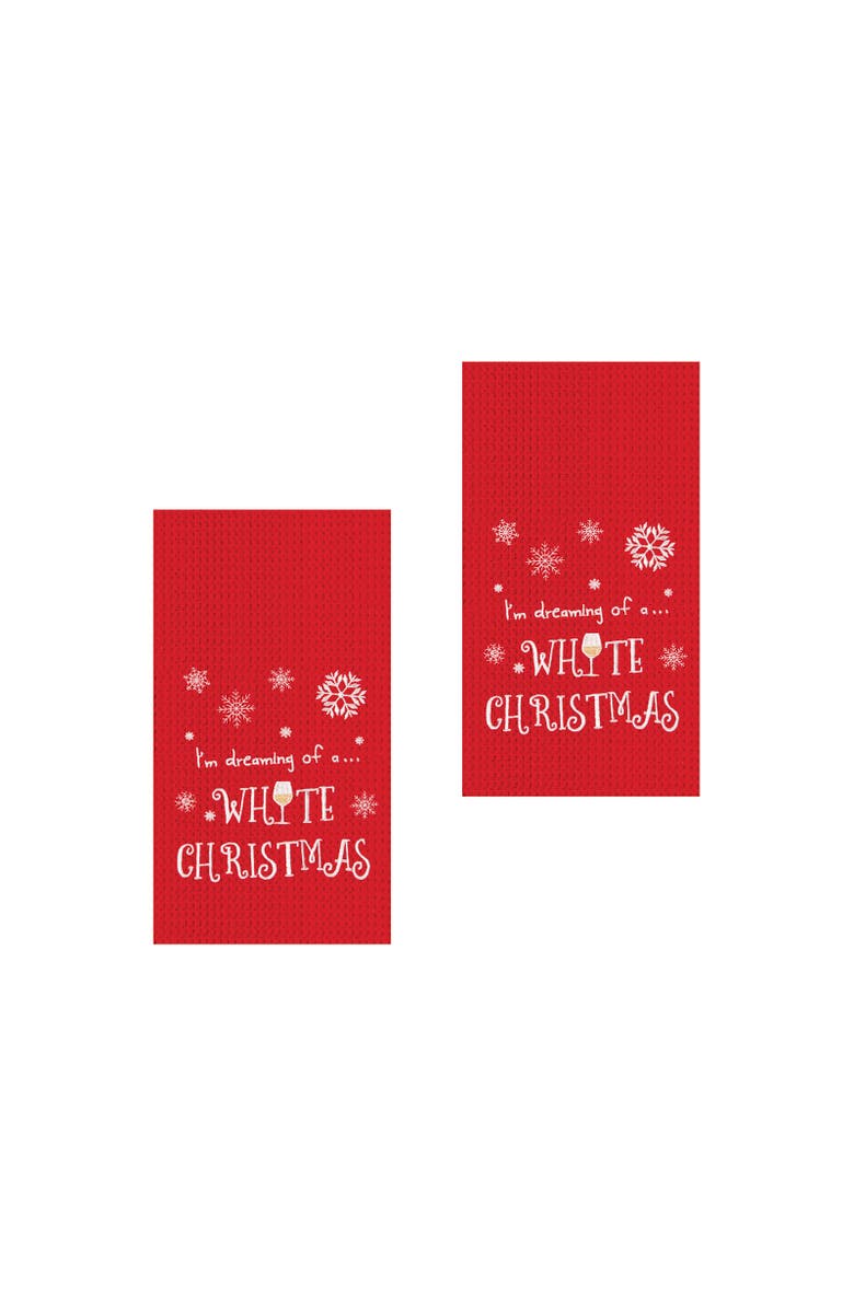 C&F Home White Christmas Waffle Weave Kitchen Towel, Alternate, color, Red