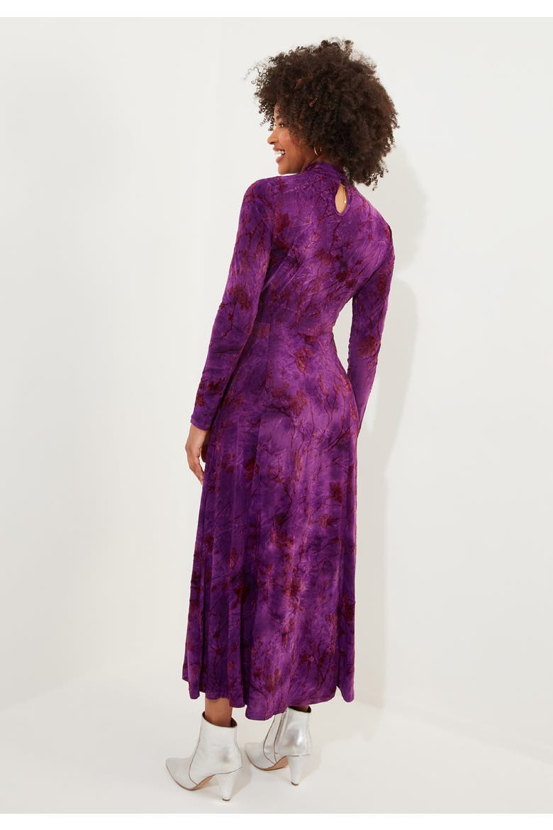 Mockneck Burnout Midi Dress, Alternate, color, PURPLE VINE