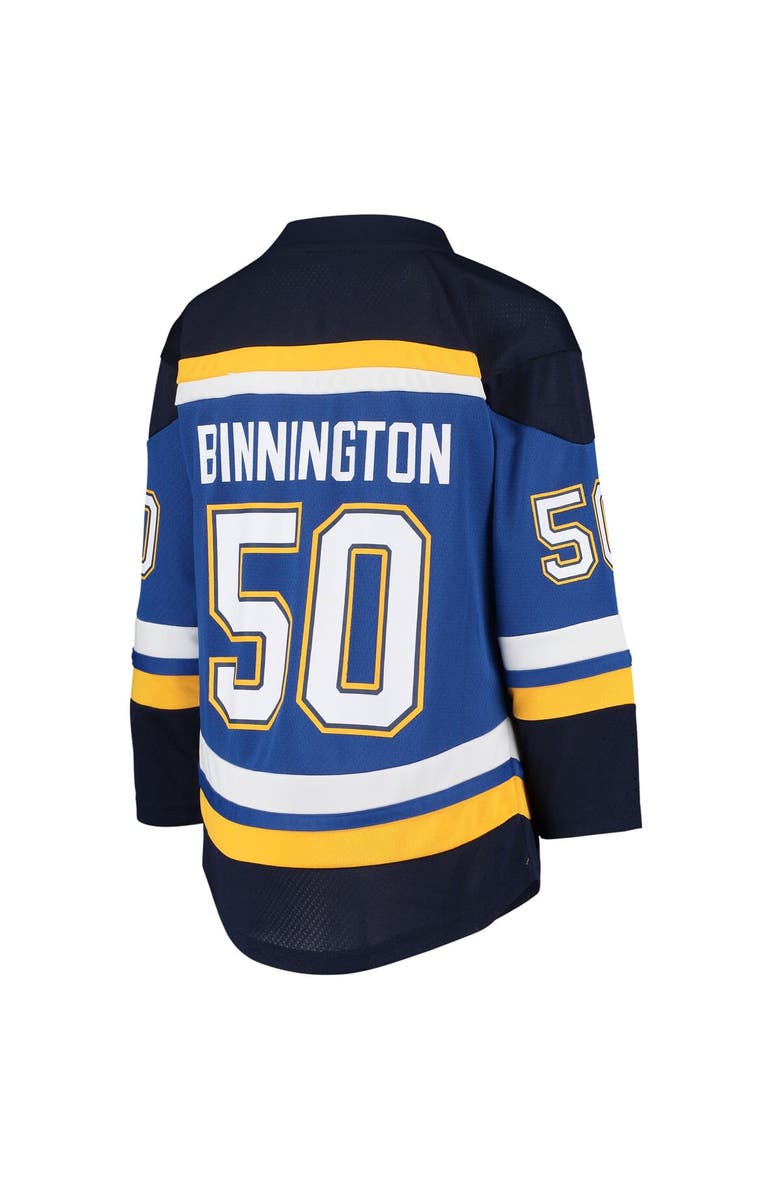 Outerstuff Youth Jordan Binnington Blue St. Louis Blues Home Replica Player Jersey, Alternate, color, 