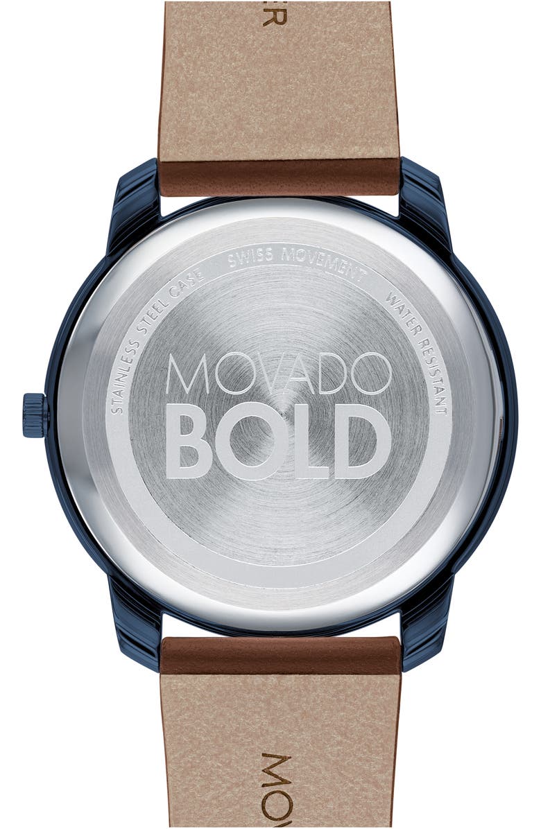 Movado Bold Leather Strap Watch, 42mm, Alternate, color,