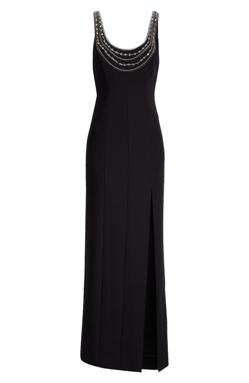 Cinq À Sept April Bead Detail Scoop Neck Gown In Black