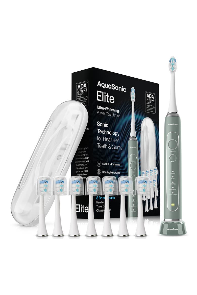 Elite Rechargeable Electric Toothbrush Set, Main, color, GREEN