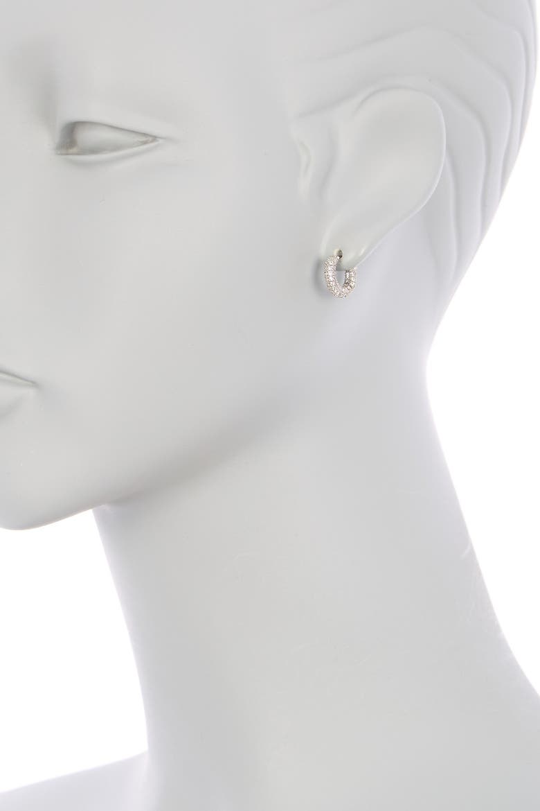 CZ Huggie Hoop Earrings, Alternate, color, CLEAR- SILVER