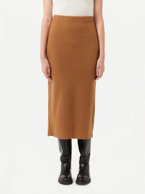 Gobi Mongolian Cashmere Cashmere Skirt With Zip In Brown