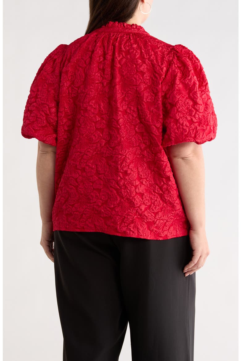 Arielle Jacquard Puff Sleeve Top, Alternate, color, BURGUNDY