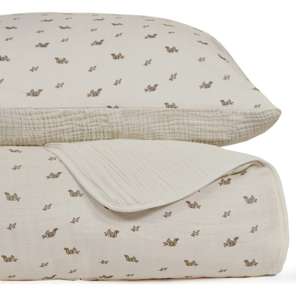 Oilo Organic Cotton Muslin Quilt & Sham Set In Squirrels
