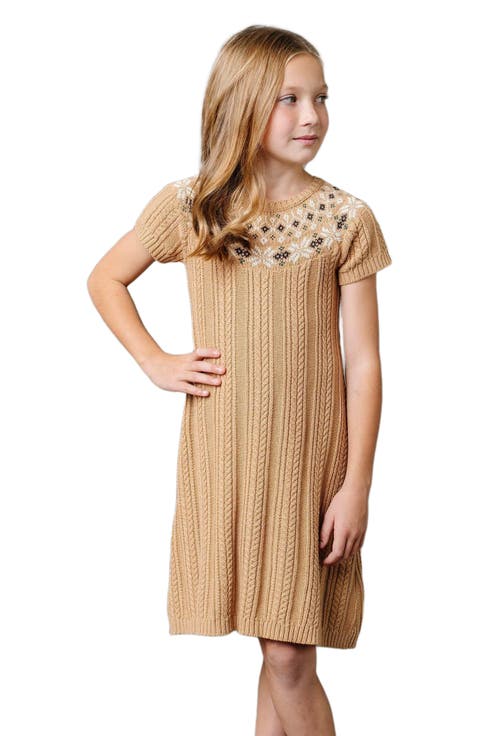 Girls' Organic Fair Isle Cable Sweater Dress, Toddler