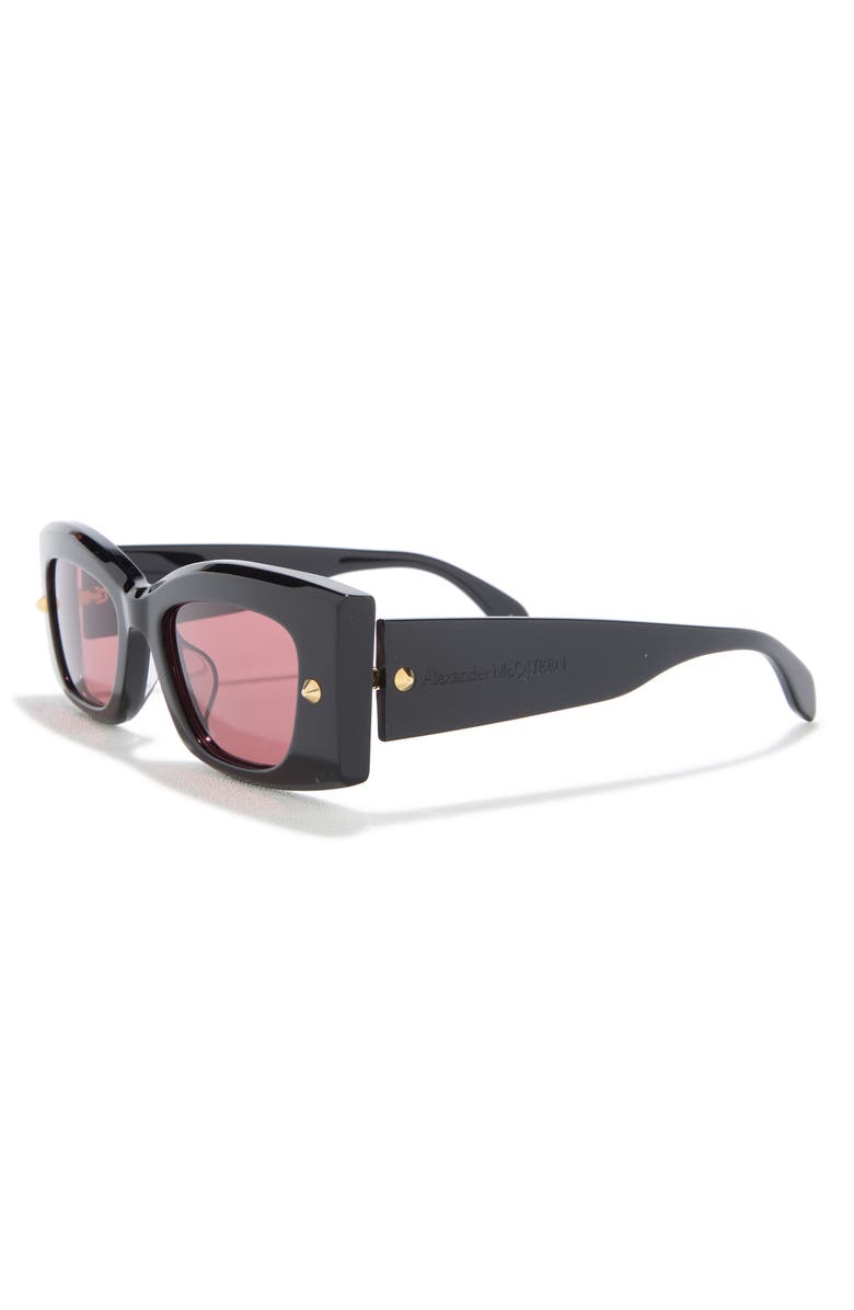 McQueen 51mm Modified Cat Eye Sunglasses, Alternate, color, Black Black Red