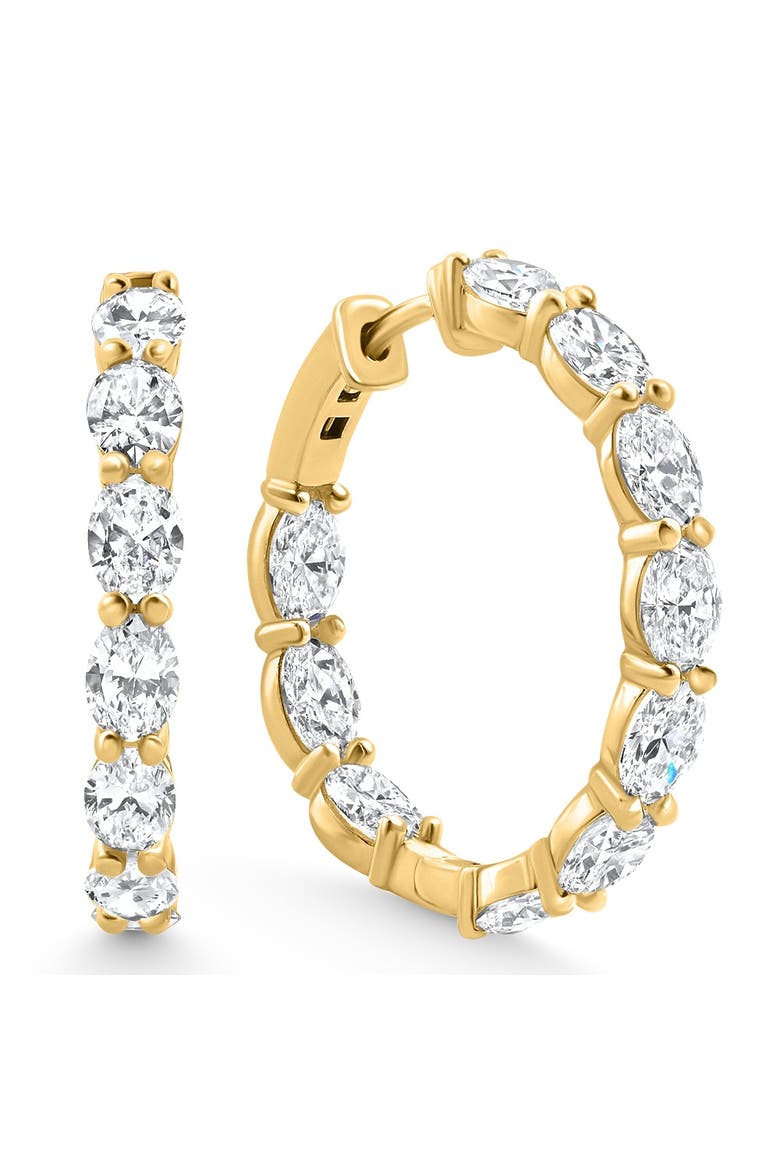 3Ct TW Oval Diamond Inside Outside Hoops 14k Gold Lab Grown 1", Main, color, 14k Yellow Gold