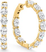 Bliss Diamond 3Ct TW Oval Diamond Inside Outside Hoops 14k Gold Lab Grown 1"