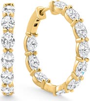 Bliss Diamond 3Ct TW Oval Diamond Inside Outside Hoops 14k Gold Lab Grown 1"
