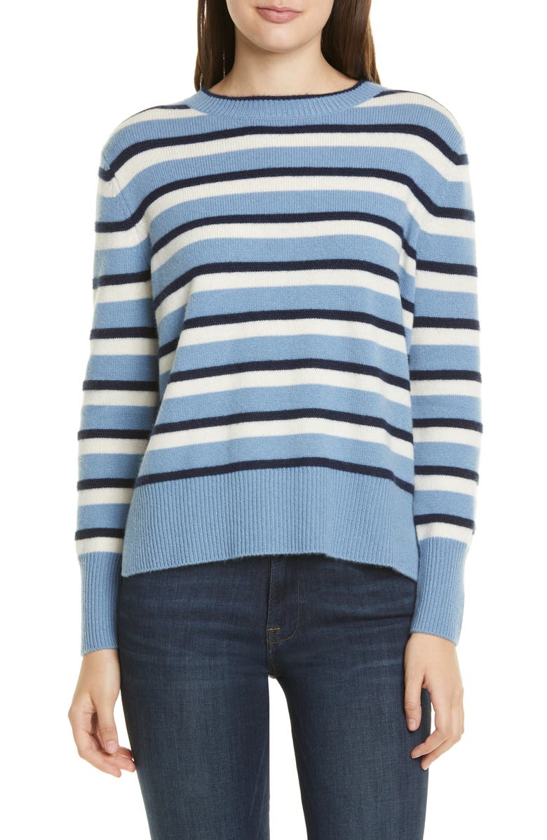 Nordstrom Signature Stripe Cashmere High/Low Sweater, Main, color, 