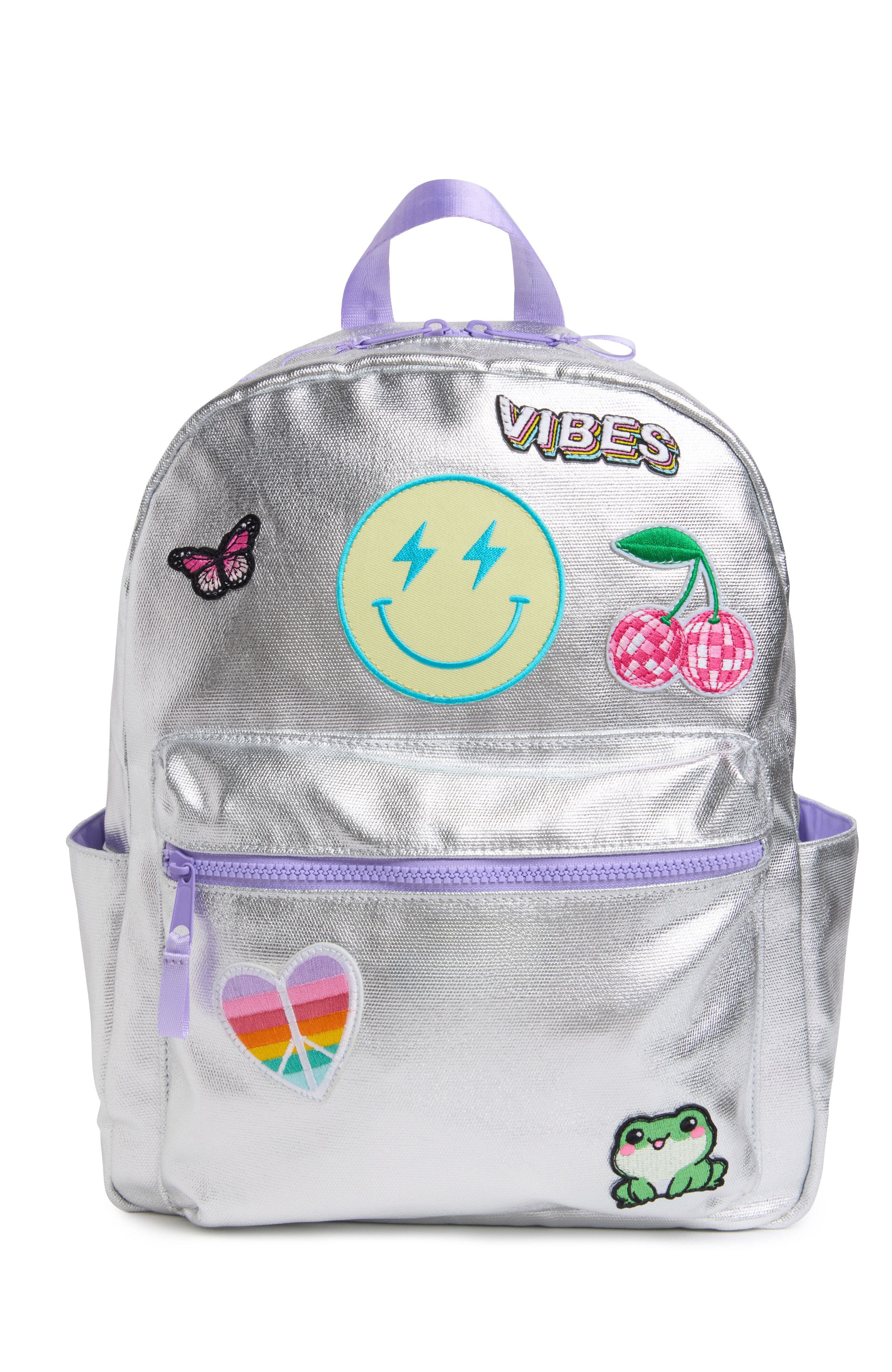Kids' Metallic Canvas Patch Backpack, Main, color, Metallic Multi