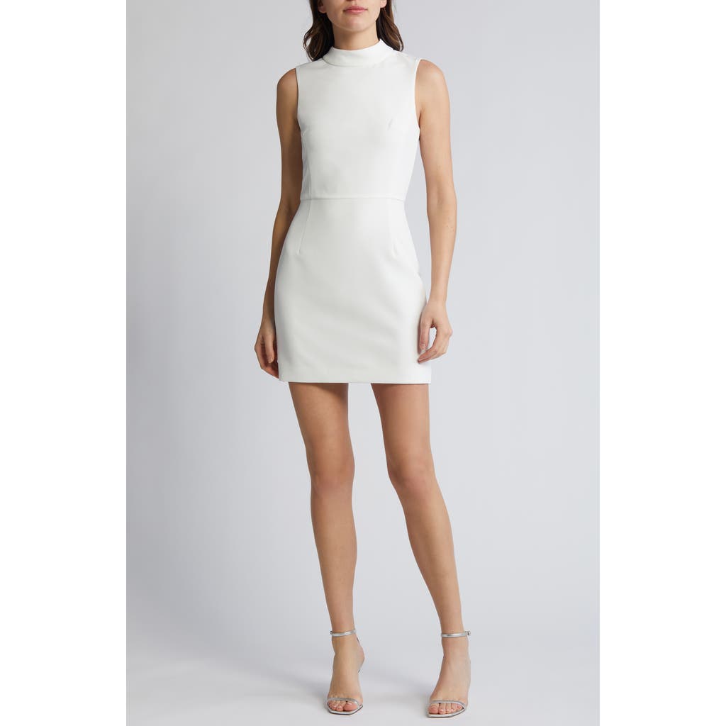 French Connection Echo Sleeveless Mock Neck Dress In White