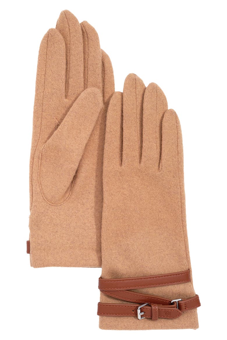 Belted Wool Blend Gloves, Alternate, color, CUOIO