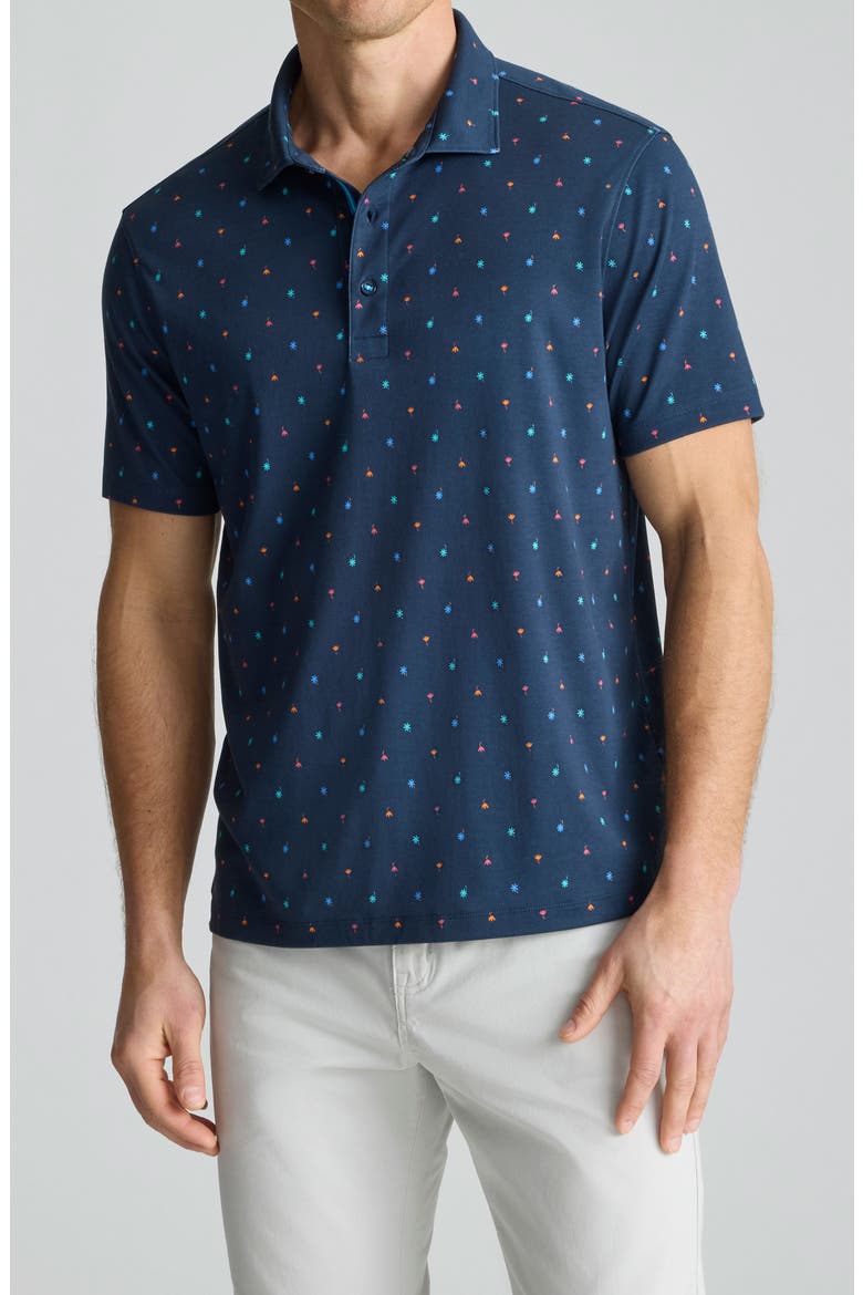 Damaschino Floral Wrinkle Free Cotton Polo, Main, color, SKY CAPTAIN
