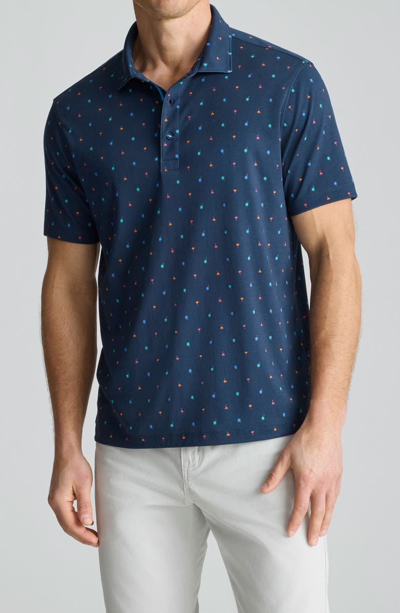 UNTUCKit Damaschino Floral Wrinkle Free Cotton Polo, Main, color, Sky Captain