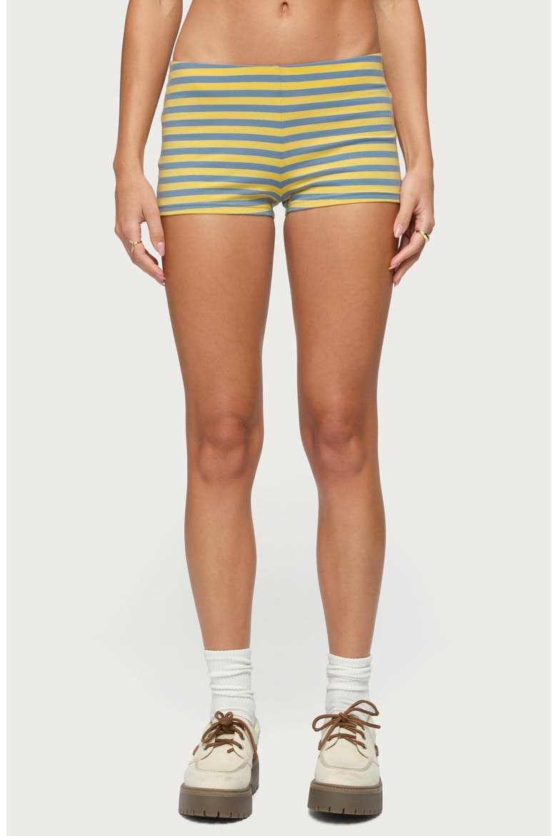 Isara Stripe Stretch Cotton Shorts, Main, color, BLUE-AND-YELLOW