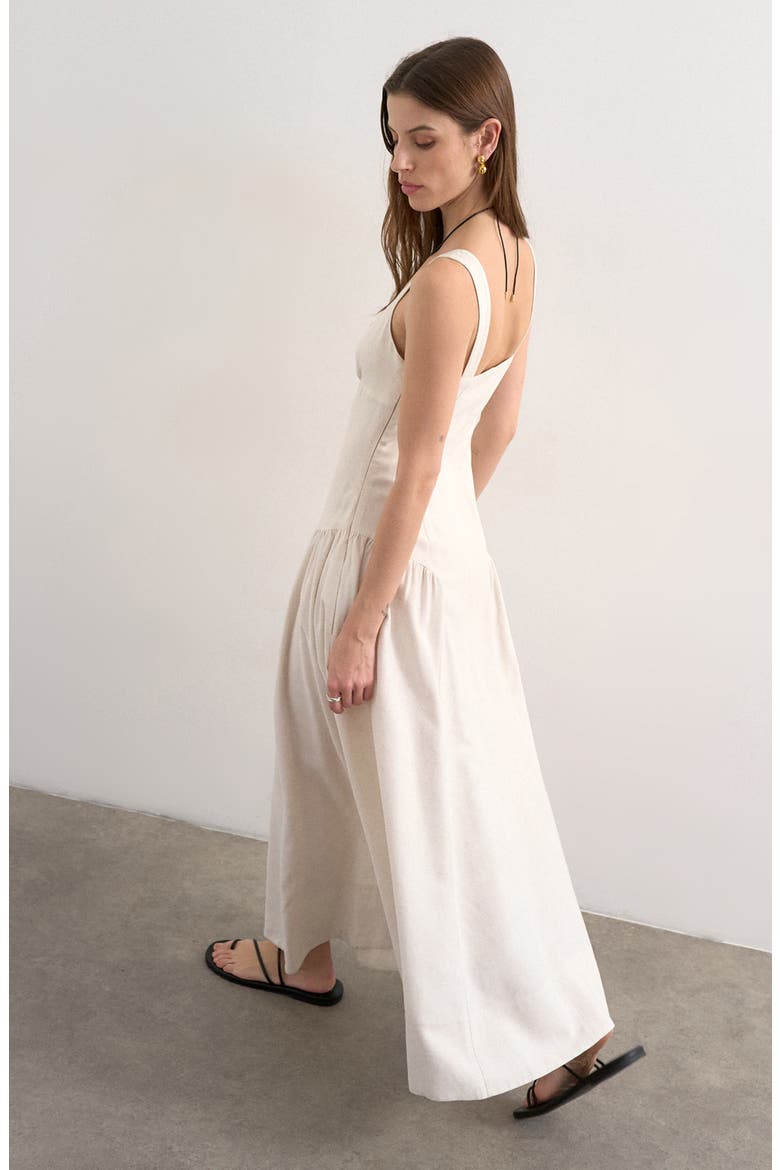 Gathered Fit & Flare Maxi Dress, Alternate, color, NATURAL