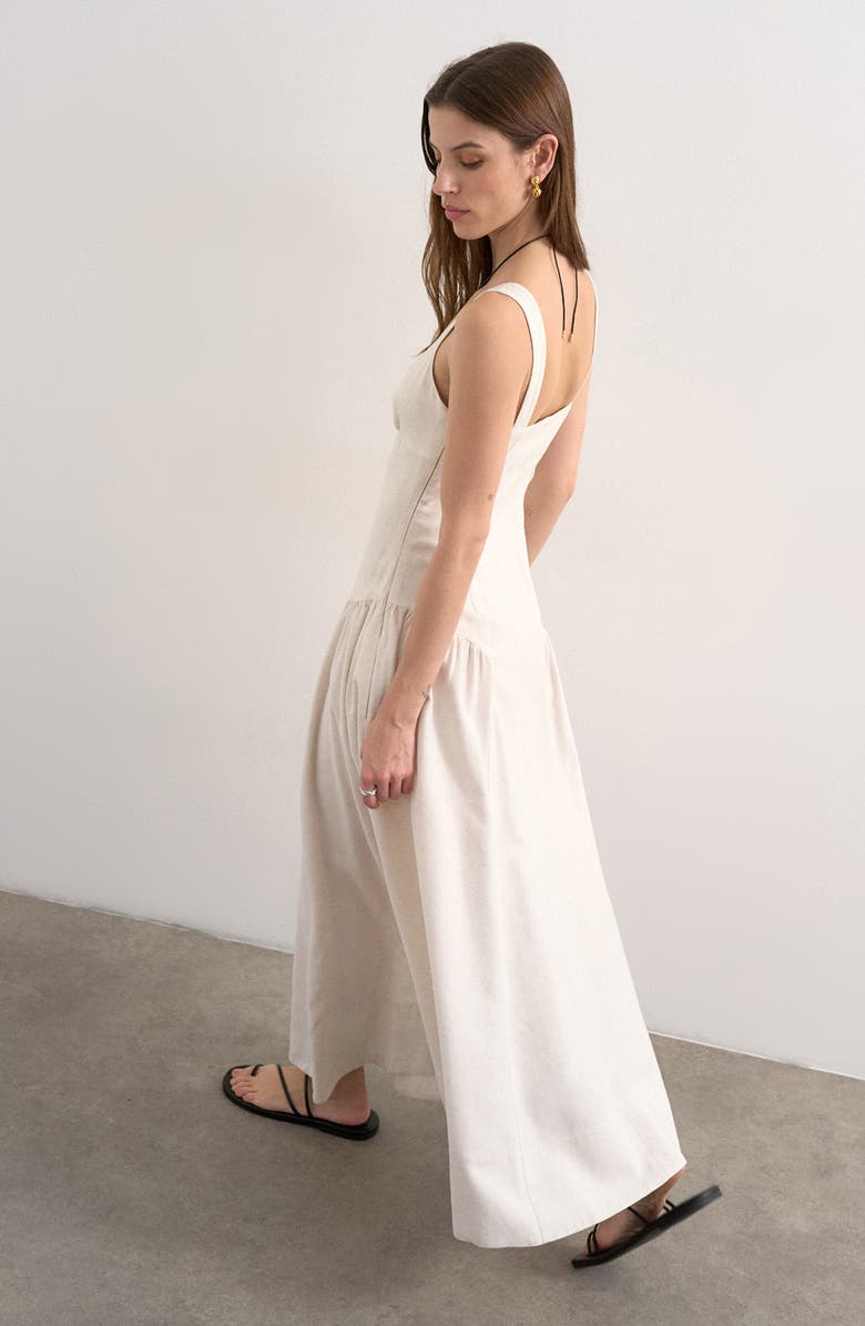 Topshop Gathered Fit & Flare Maxi Dress, Alternate, color, Natural