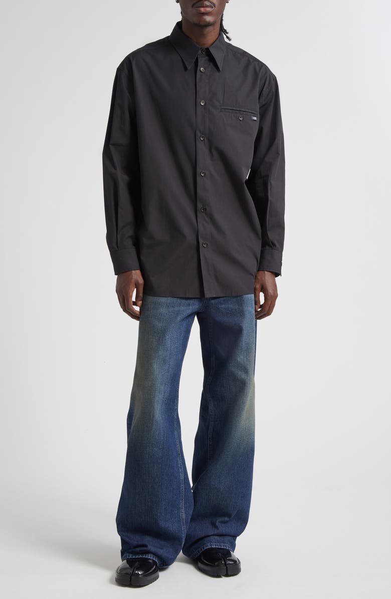 MM6 Maison Margiela Long Sleeve Button-Up Shirt, Alternate, color, Anthracite