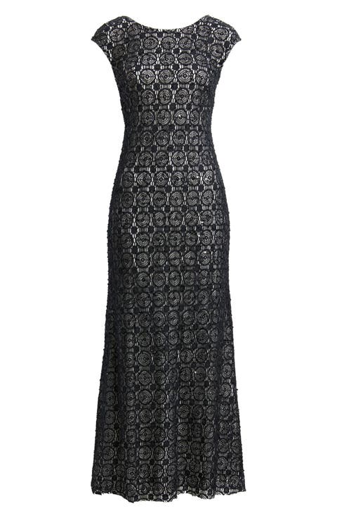Crochet Bateau Neck A-line Gown