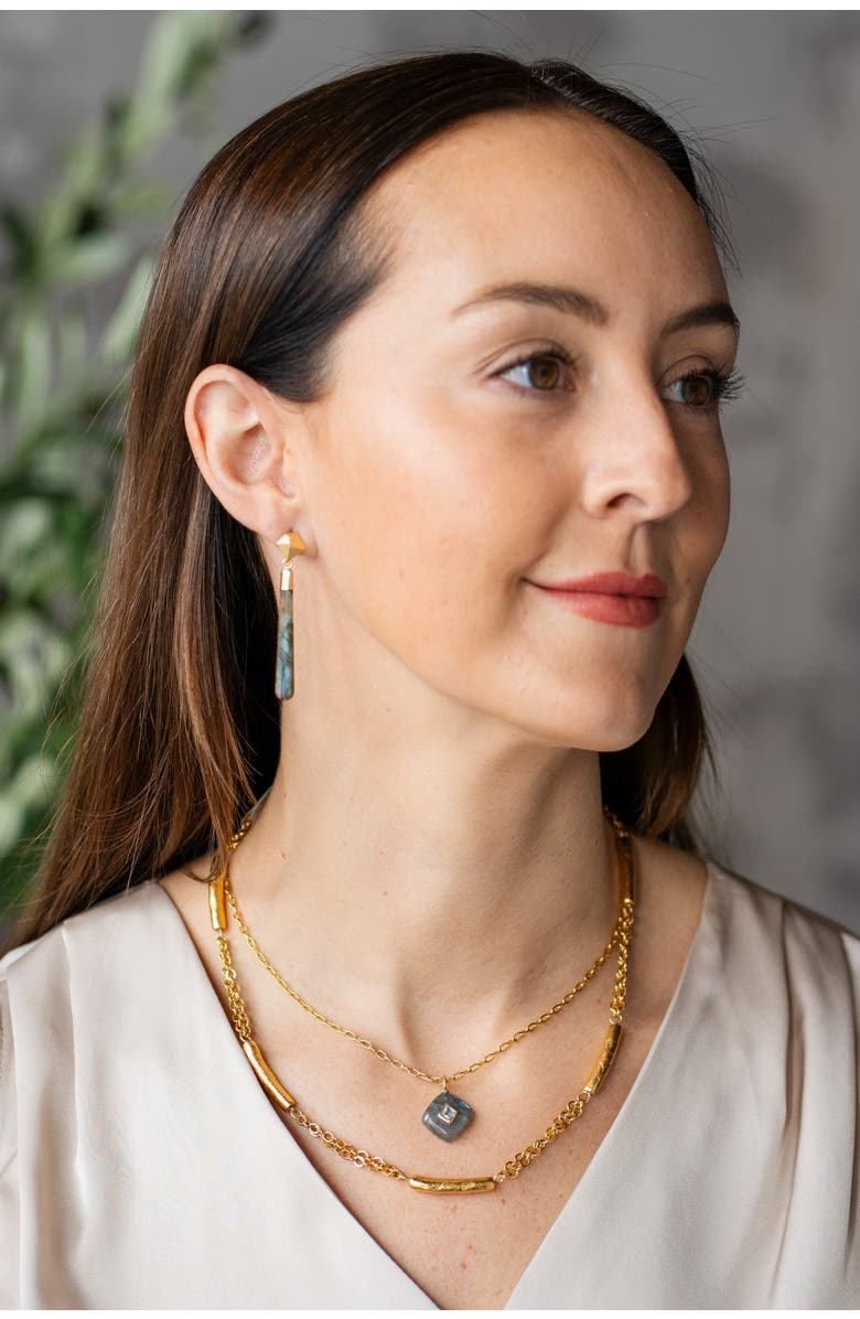 Loni Paul Jewelry Labradorite Long Drop Earrings, Alternate, color, Gold