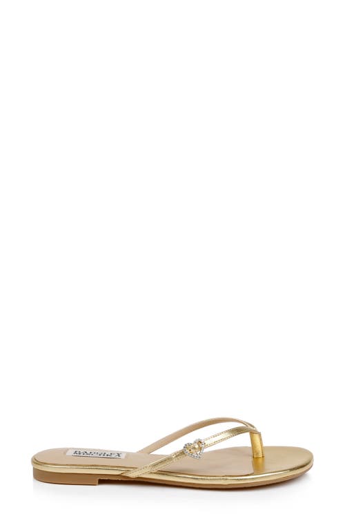 Shop Badgley Mischka Collection Dynah Flip Flop In Gold Leather