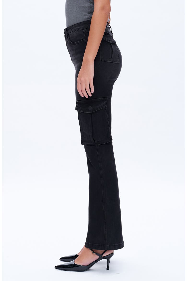 Amy High Waist Flare Cargo Jeans, Alternate, color, BLACK