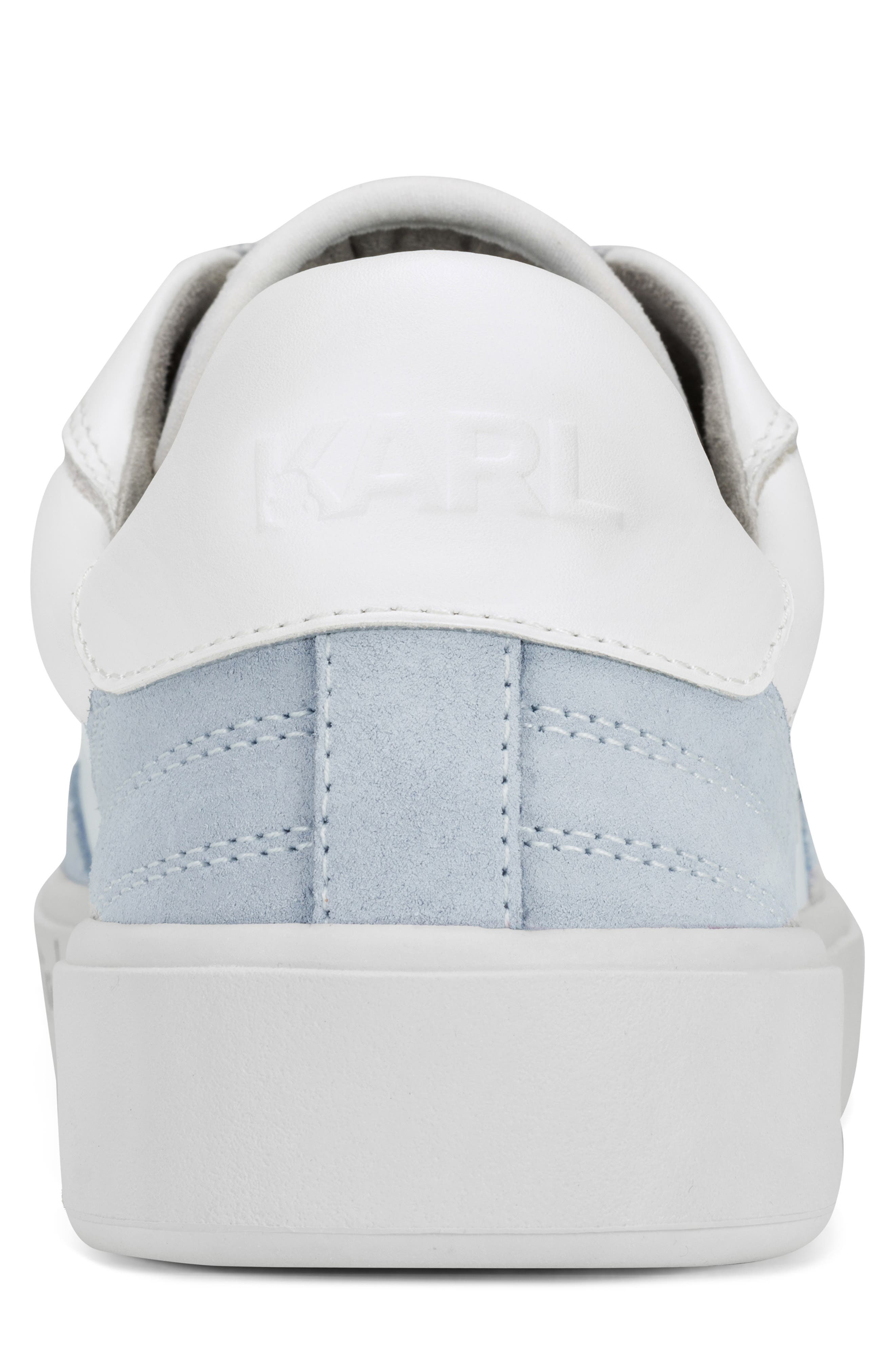 KARL LAGERFELD PARIS Philippe Mixed Media Sneaker, Alternate, color, White/ Grey