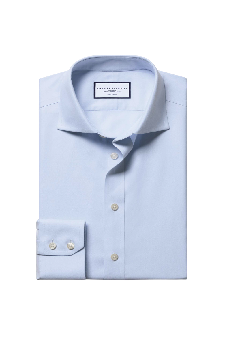 Charles Tyrwhitt Non-Iron Twill Cutaway Collar Shirt, Alternate, color, Ice Blue