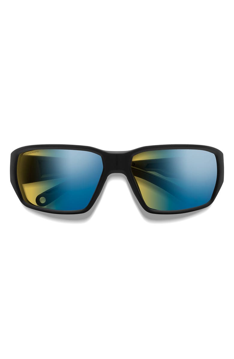 Smith Hookset 62mm ChromaPop<sup>™</sup> Polarized Oversize Wraparound Sunglasses, Main, color, Black / Yellow Blue