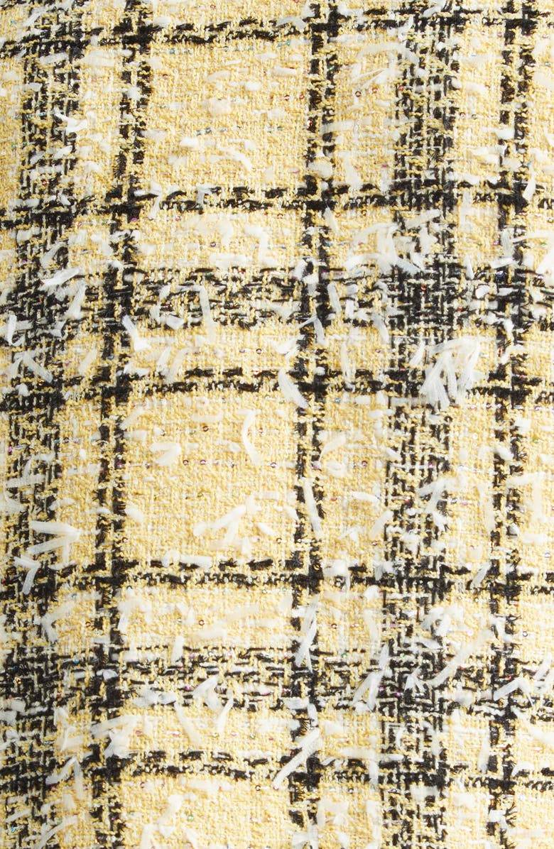 Balmain Glitter Plaid Tweed Crop Jacket, Alternate, color, Multi Yellow
