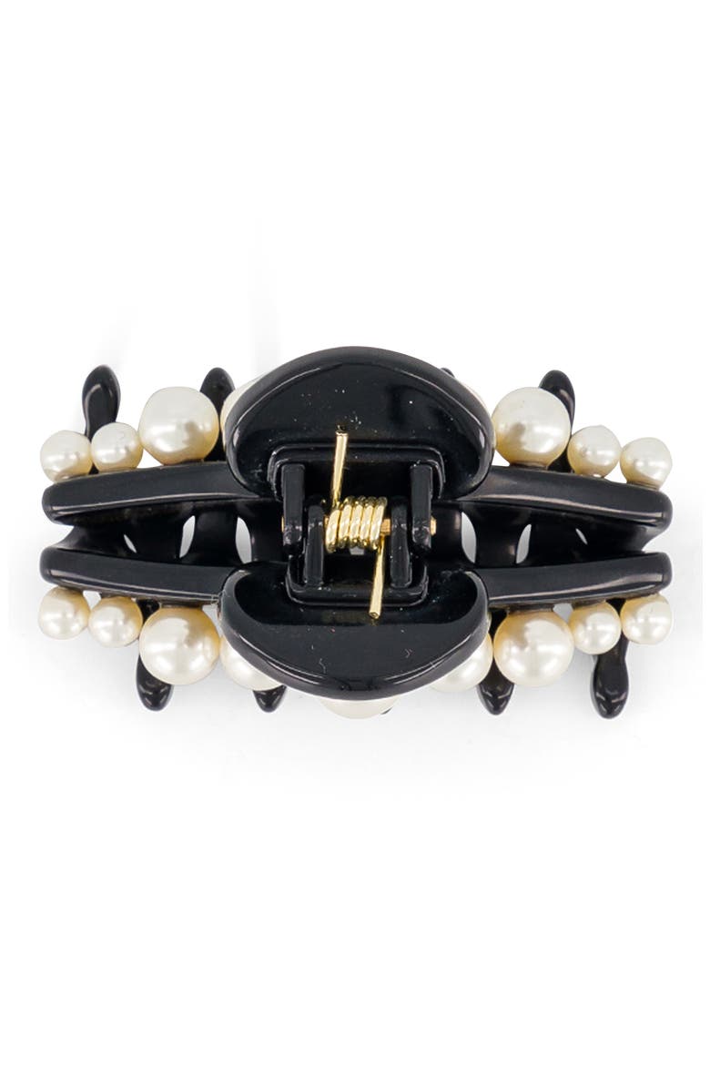 Imitation Pearl Claw Clip, Alternate, color, BLACK