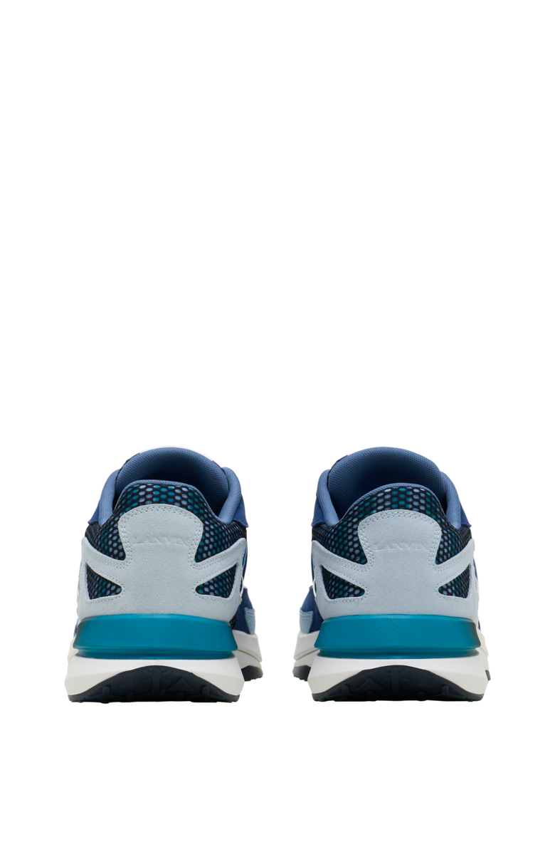 Lanvin Jla Sneakers In Mesh And Metallic Leather, Alternate, color, Dark Blue/Light Blue