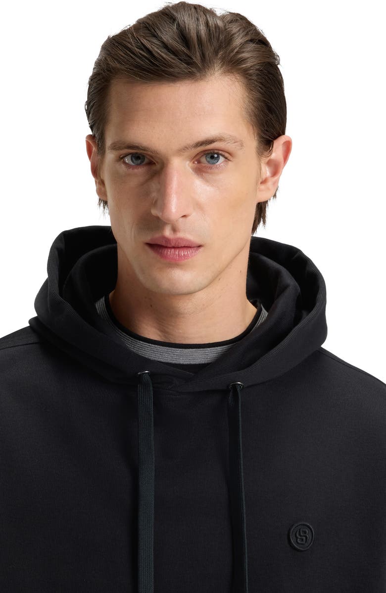 BOSS Stevens Cotton Pullover Hoodie, Alternate, color, Black