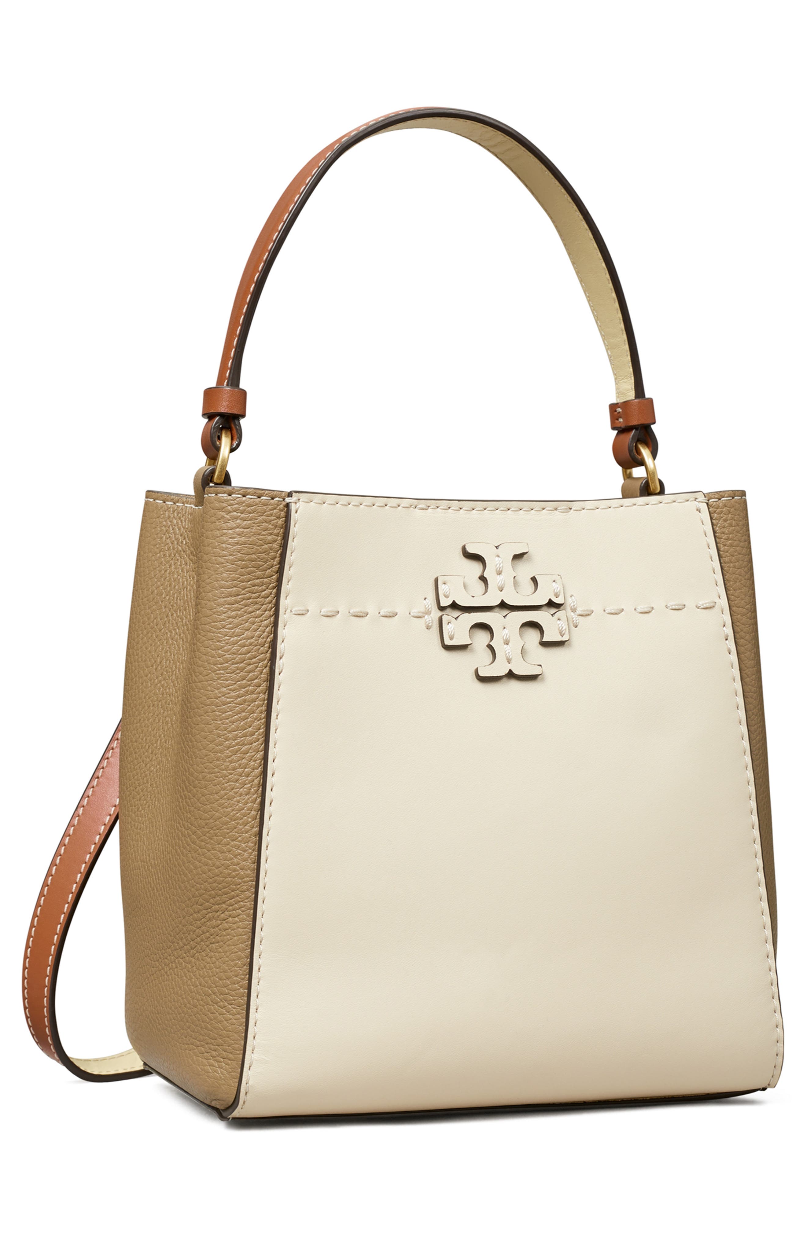 Tory Burch McGraw Colorblock Leather Bucket Bag, Alternate, color, 