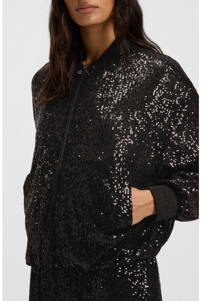 Jilloi Sequin Bomber Jacket, Alternate, color, BLK