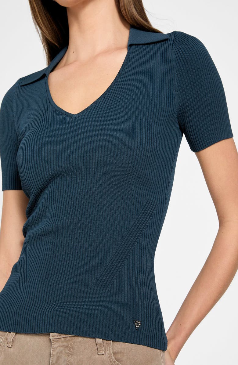 GUESS Stella Rib Polo Sweater, Main, color, Moonlit Night