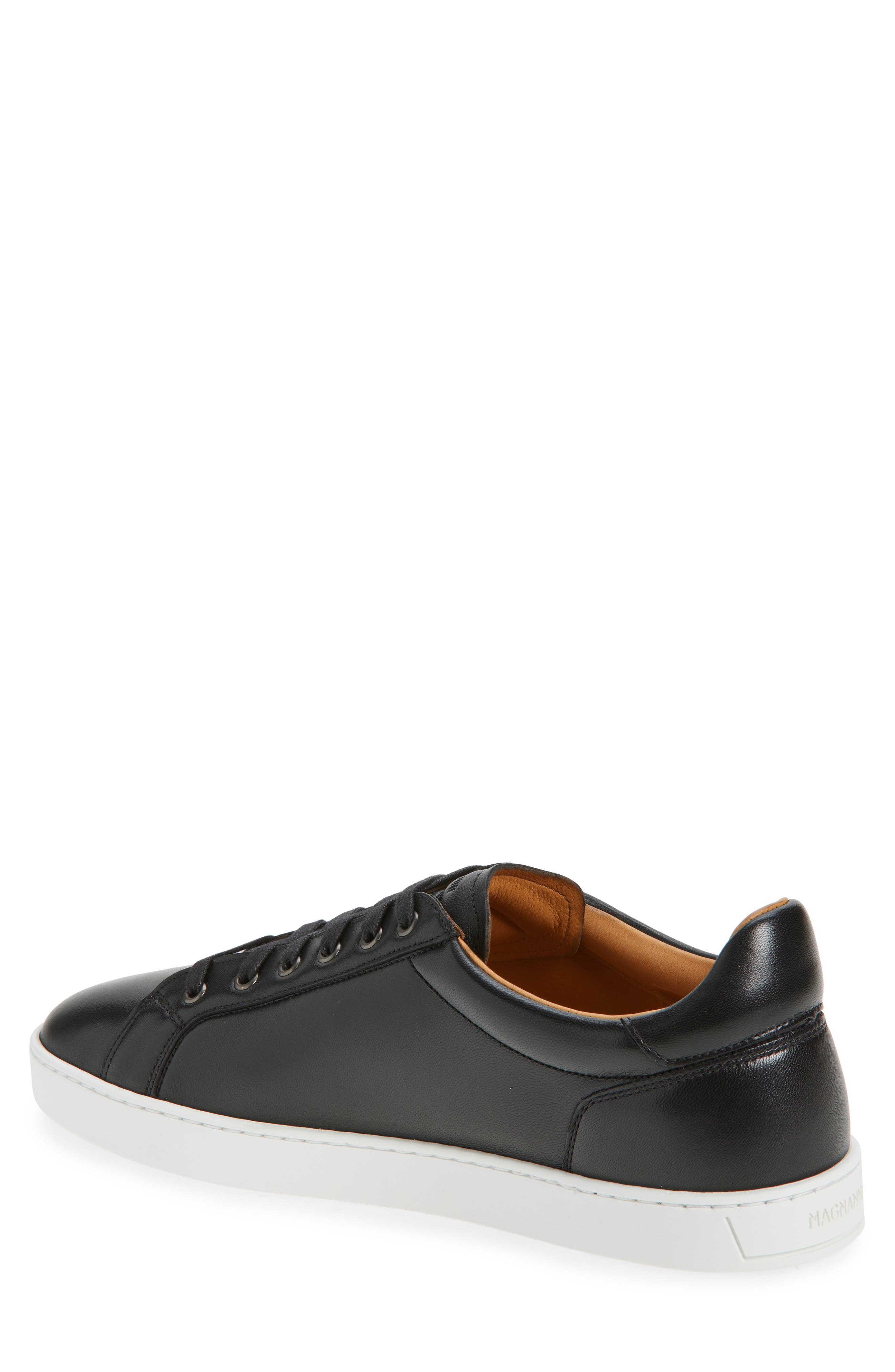 Magnanni Cote Lo Leather Sneaker, Alternate, color, Black Napa