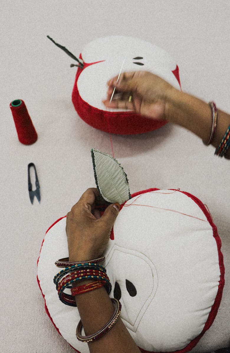 Lorena Canals Apple Cushion, Alternate, color, Natura Red Grey