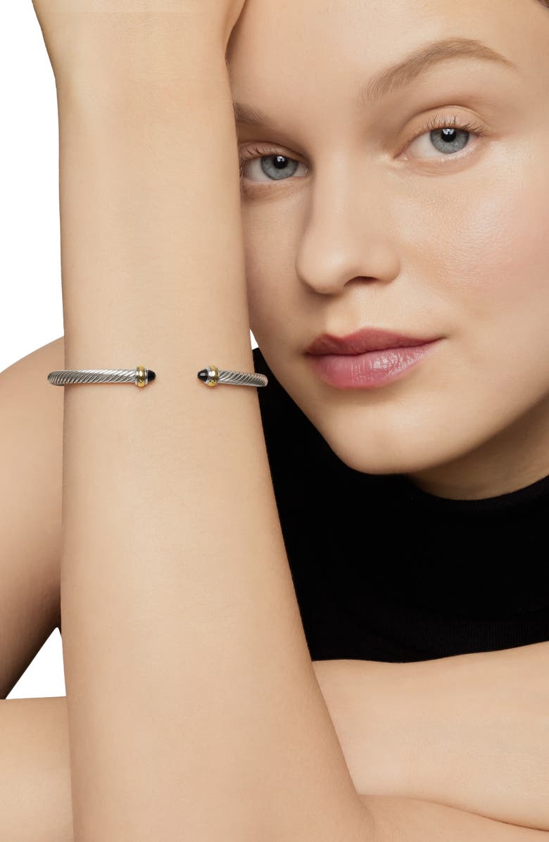 David Yurman Cable Classic Bracelet with 18K Gold & Semiprecious Stones, 4mm, Alternate, color, Black Onyx