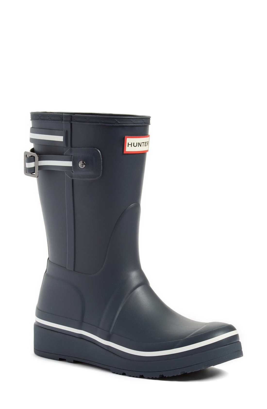 Hunter 'Original Short' Wedge Rain Boot, Main, color, Navy