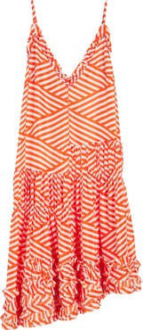 Dries Van Noten Demi Diamond Stripe Tiered Silk Dress