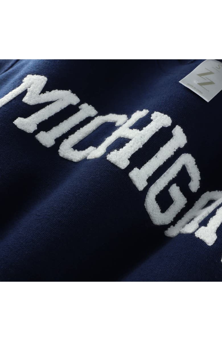ZOOZATZ Women's ZooZatz Navy Michigan Wolverines Chenille Cropped Sweatshirt, Alternate, color, Navy