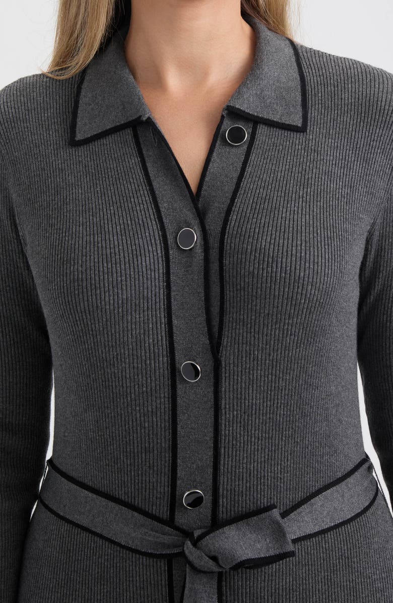 Tipped Long Sleeve Shirtdress