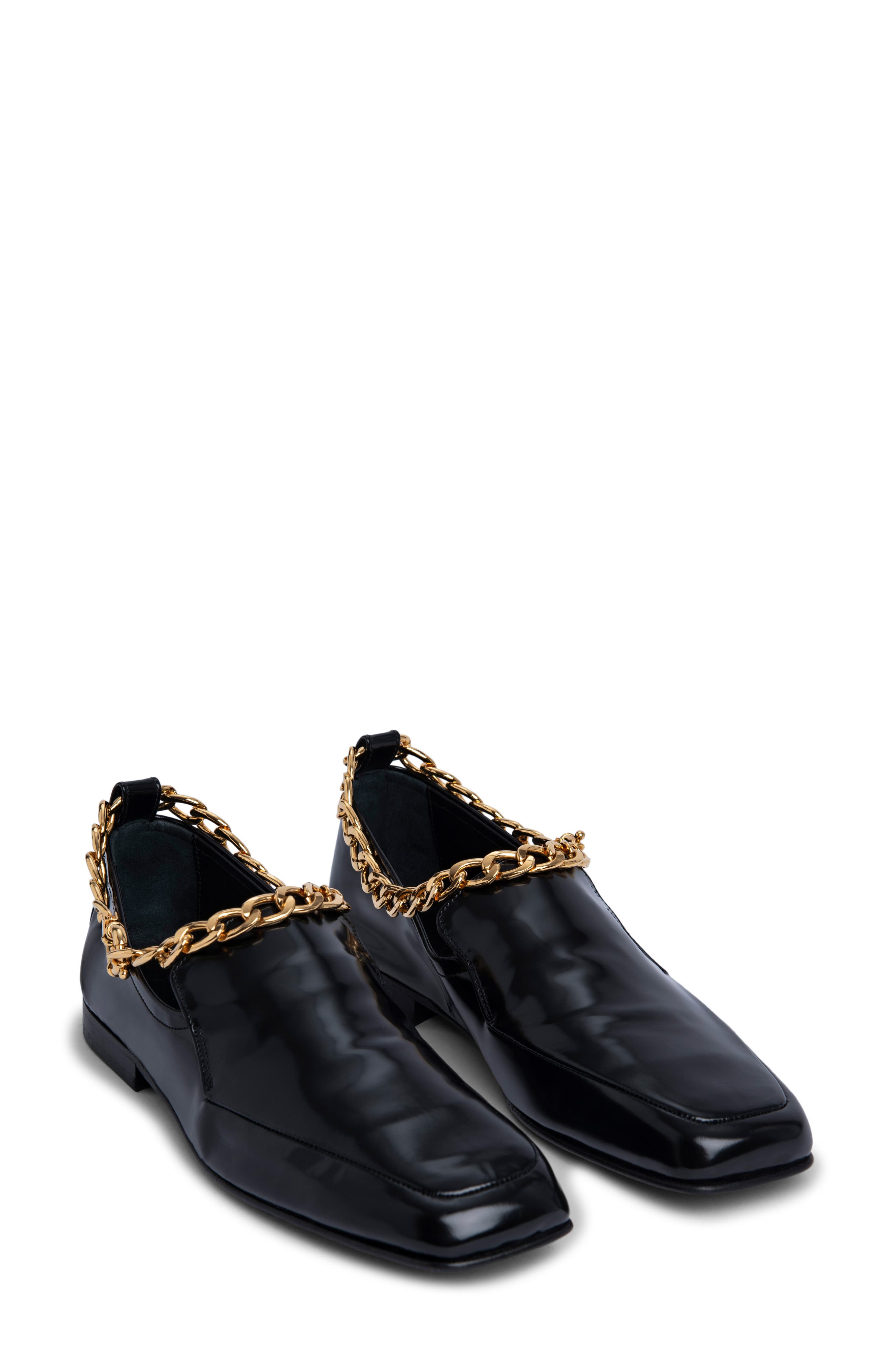 By Far Nick Chain Trim Patent Leather Loafer, Main, color, 