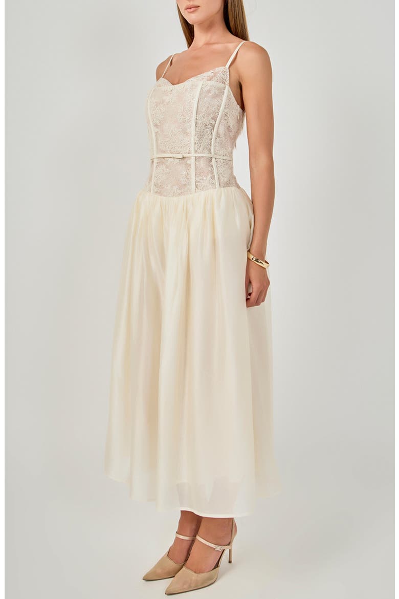 Lace Corset Midi Dress, Alternate, color, CREAM
